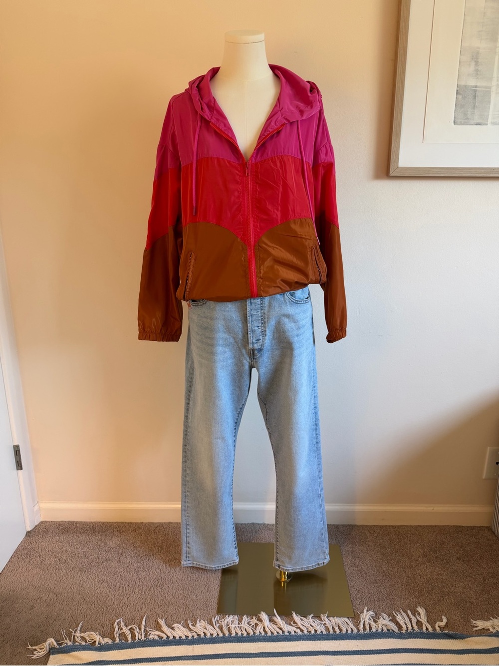 Deluc Colorblock Windbreaker Jacket in Pink and Brown